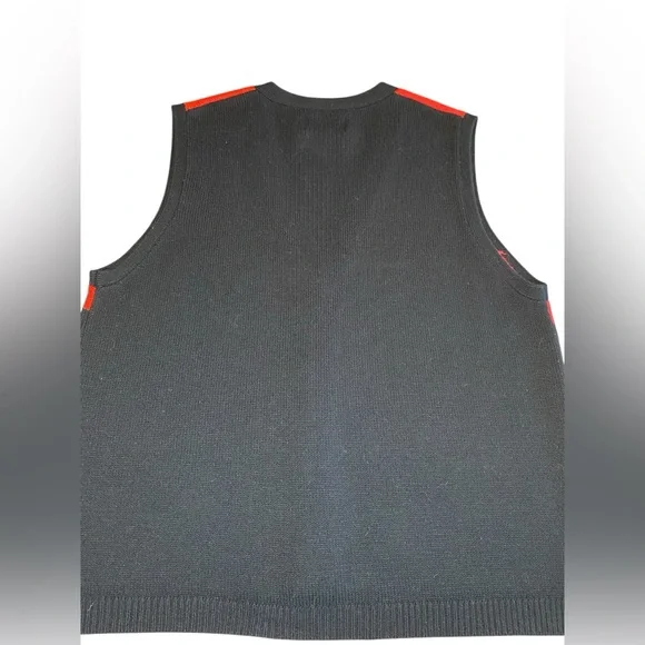 Vintage Chandler Hill Button Up Sweater Vest Argyle Women’s Size L Black Red Tan - Picture 5 of 7